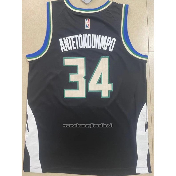 Maglia Milwaukee Bucks Giannis Antetokounmpo #34 Statement 2022-23 Nero
